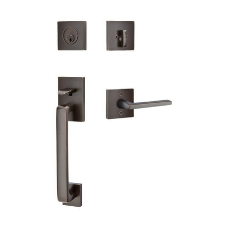 Emtek 4820HLOUS10BLH oil rubbed bronze single cylinder handleset