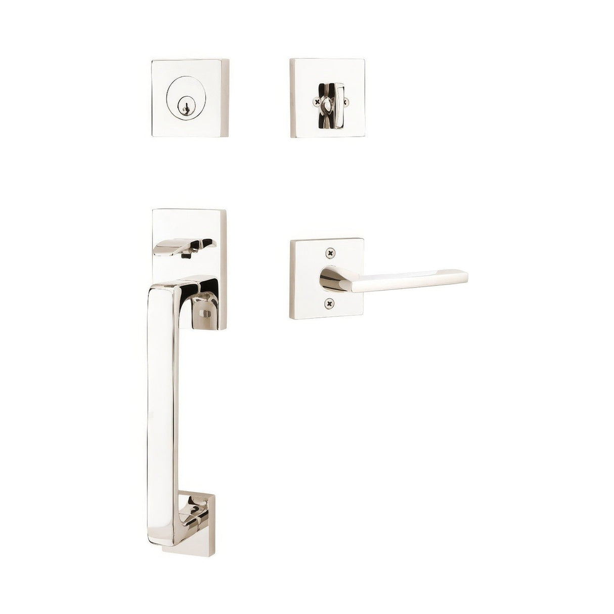 Emtek 4820HLOUS14LH polished nickel lifetime single cylinder handleset