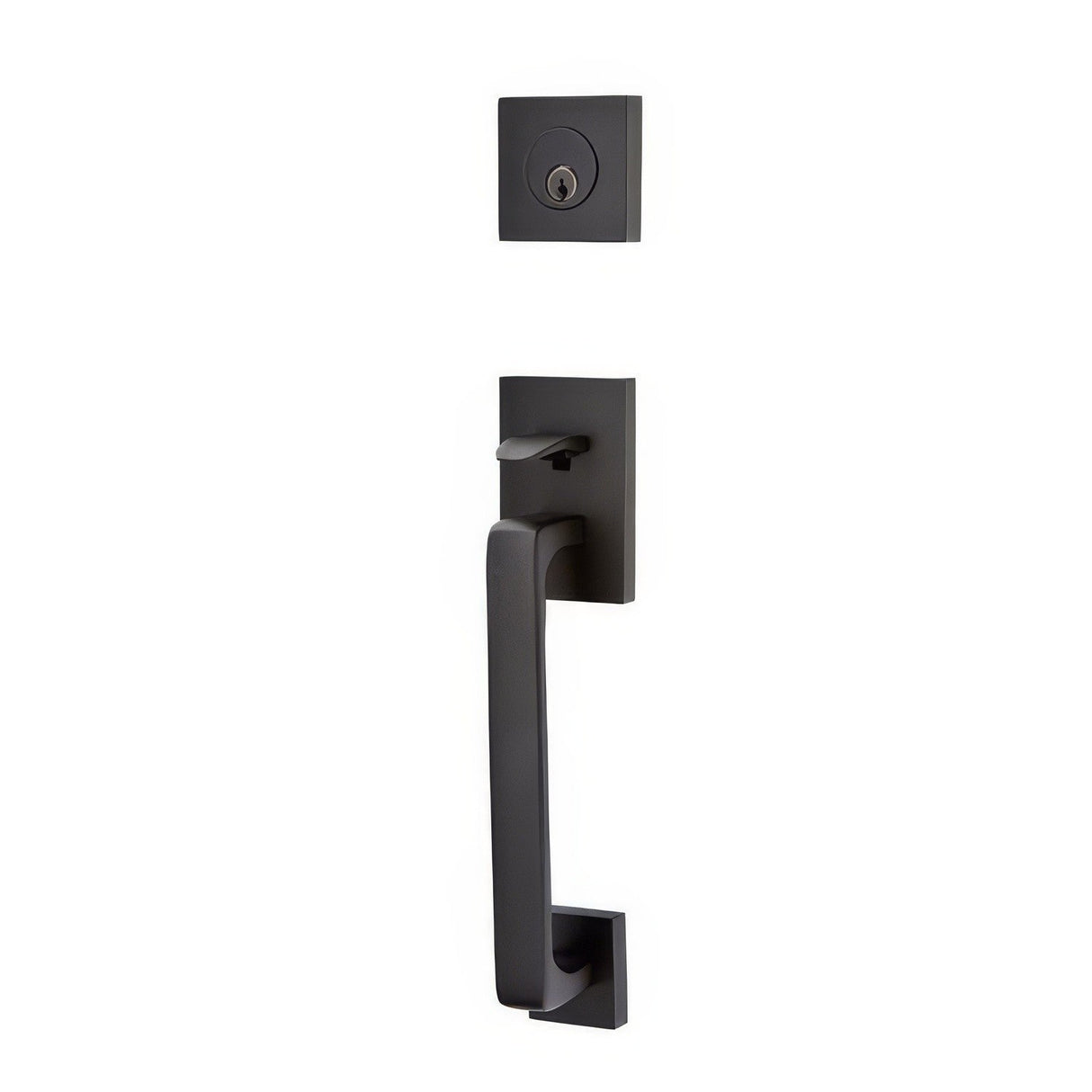 Emtek 4820HLOUS19RH flat black single cylinder handleset