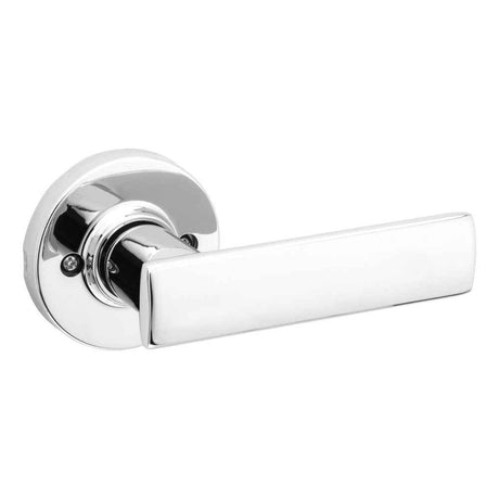 Kwikset Breton Half Dummy Door Lever with Round Rose in Bright Chrome