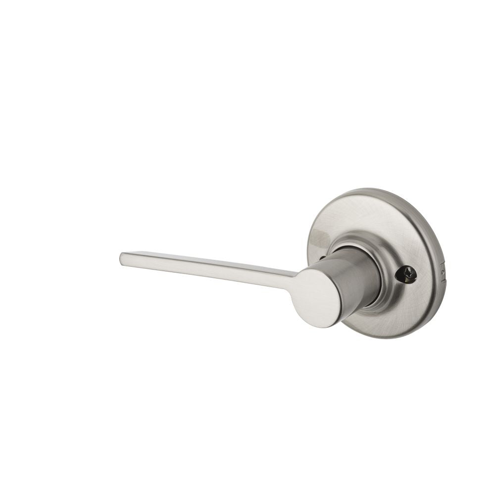 Kwikset Ladera Half Dummy Door Lever with Round Rose in Satin Nickel