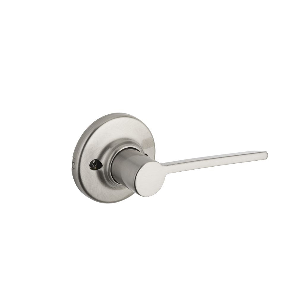 Kwikset Ladera Half Dummy Door Lever with Round Rose in Satin Nickel
