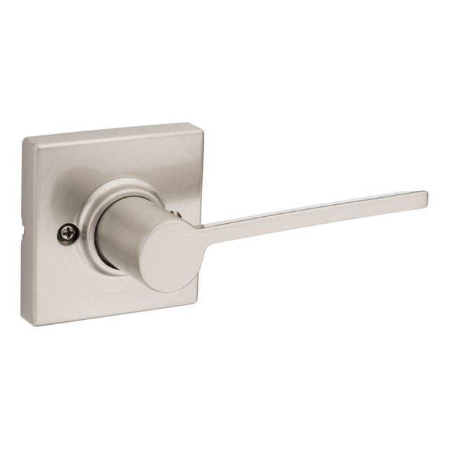 Kwikset Ladera Half Dummy Door Lever with Square Rose in Satin Nickel