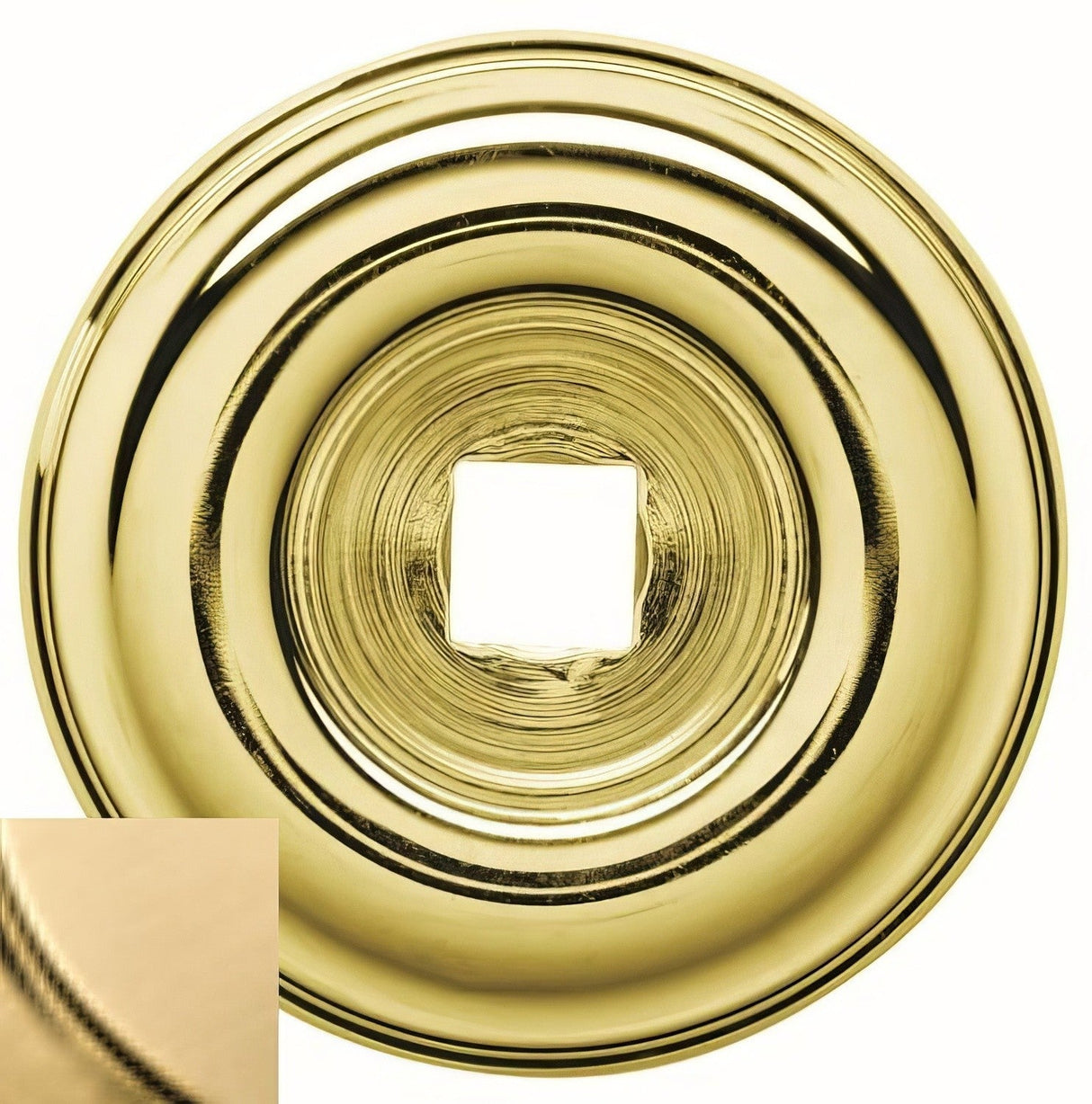 Baldwin 4902044 Round cabinet knob backplate in polished brass, additional view