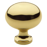 Baldwin 4913003 Pval oval cabinet knob in satin stainless, front view