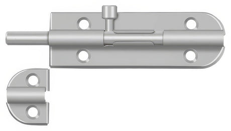 Deltana 4BB32D barrel bolt in satin stainless, front view