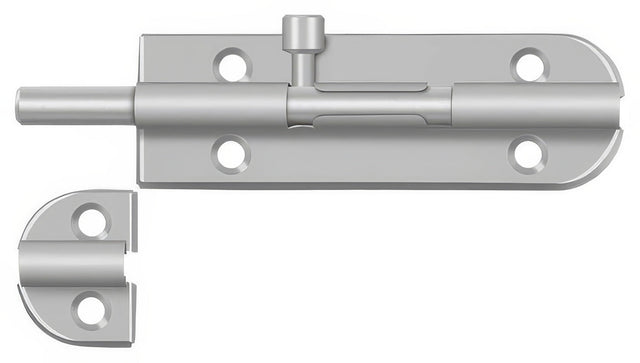 Deltana 4BB32D barrel bolt in satin stainless, front view