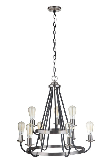 Craftmade 50329-FBBNK-FB Randolph 9 Light Chandelier Flat Black / Brushed Polished Nickel
