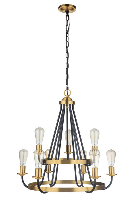 Craftmade 50329-FBSB-FB Randolph 9 Light Chandelier Flat Black / Satin Brass