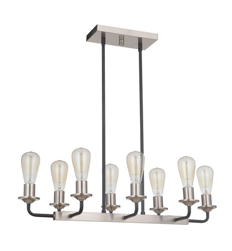 Craftmade 50378-FBBNK-FB Randolph 8 Light Island Flat Black / Brushed Polished Nickel