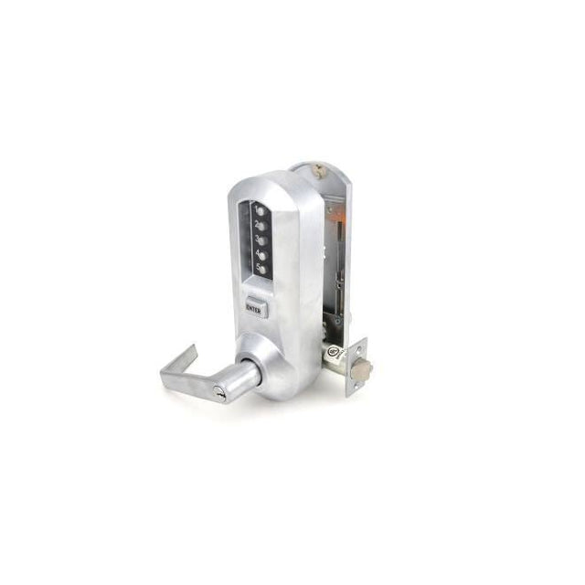 Kaba Simplex 5041XS26D41 Pushbutton Cylindrical Lock Passage Kaba Schlage C Cylinder Satin Chrome