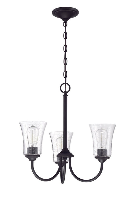 Craftmade 50423-FB Gwyneth 3 Light Chandelier Flat Black