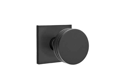 Emtek Knob Dummy Pair with Square Rose for 1-1/4" to 2" Door - Reversible in Flat Black