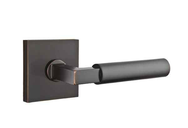 Emtek Lever Dummy Pair with Square Rose for 1-1/4" to 2" Door - Left Hand in Oil Rubbed Bronze