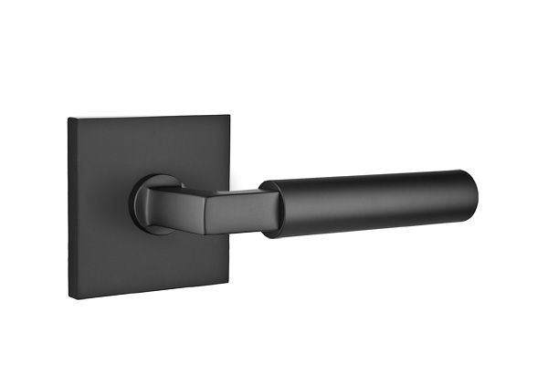 Emtek Lever Dummy Pair with Square Rose for 1-1/4" to 2" Door in Flat Black