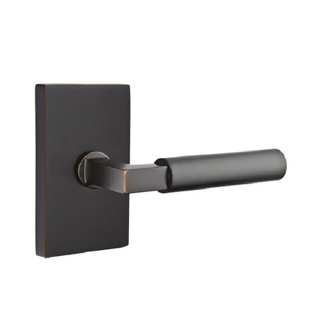 Emtek Lever Dummy Pair with Modern Rectangular Rose for 1-1/4" to 2" Door - Left Hand in Oil Rubbed Bronze