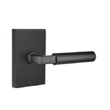 Emtek Lever Dummy Pair with Modern Rectangular Rose for 1-1/4" to 2" Door in Flat Black