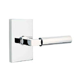 Emtek Lever Dummy Pair with Modern Rectangular Rose for 1-1/4" to 2" Door - Left Hand in Polished Chrome