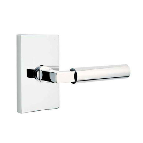 Emtek Lever Dummy Pair with Modern Rectangular Rose for 1-1/4" to 2" Door - Left Hand in Polished Chrome
