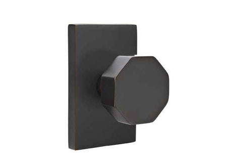 Emtek Knob Dummy Pair with Modern Rectangular Rose for 1-1/4" to 2" Door - Reversible in Oil Rubbed Bronze