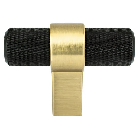 Berenson 5054-455MDB-P matte black and modern brushed gold t shaped cabinet knob