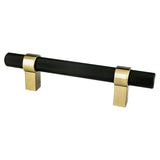 Berenson 5055-455MDB-P matte black and modern brushed gold square cabinet pull