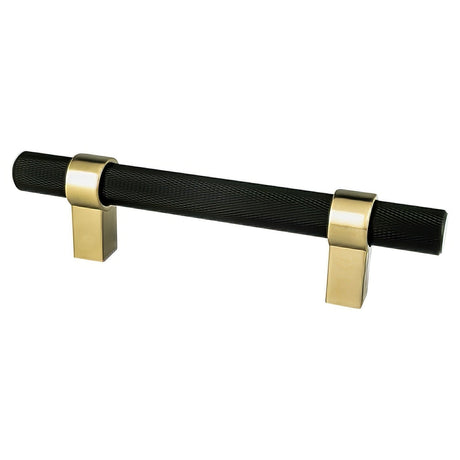 Berenson 5055-455MDB-P matte black and modern brushed gold square cabinet pull