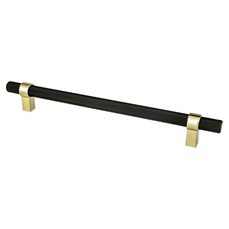 Berenson 5058-455MDB-P matte black and modern brushed gold bar cabinet pull