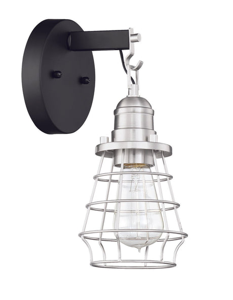 Craftmade 50601-FBBNK flat black / brushed polished nickel wall sconce