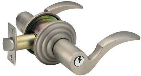 Emtek 5100CUS15ARH Cortina Lever Right Hand 2-3/8" and 2-3/4" Backset Keyed Entry with Regular Rose for 1-3/8" to 2-1/16" Door Pewter Finish