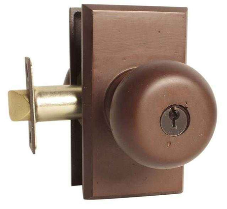 Emtek Knob 2-3/8" and 2-3/4" Backset Keyed Entry with # 3 Rose for 1-3/8" to 2-1/16" Door - Reversible in Medium Bronze