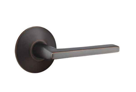 Emtek Lever Right Hand 2-3/8" Backset Passage with Modern Rose for 1-1/4" to 2" Door in Oil Rubbed Bronze