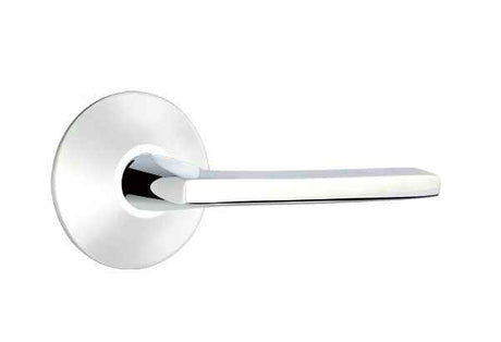 Emtek Lever Right Hand 2-3/8" Backset Passage with Modern Rose for 1-1/4" to 2" Door in Polished Chrome