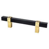 Berenson 5109-455MDB-P matte black and modern brushed gold square cabinet pull