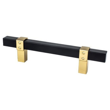 Berenson 5109-455MDB-P matte black and modern brushed gold square cabinet pull