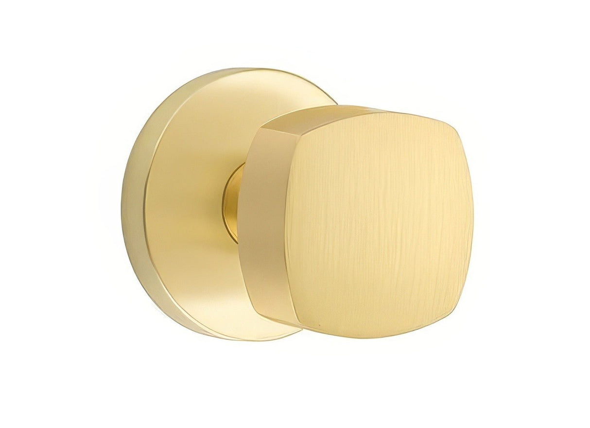 Emtek 5109FRKUS4 satin brass passage door lever