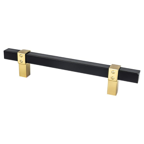 Berenson 5110-455MDB-P matte black and modern brushed gold square cabinet pull