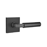 Emtek Lever Left Hand 2-3/8" Backset Passage with Square Rose for 1-1/4" to 2" Door in Flat Black