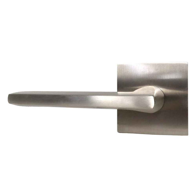 Emtek Lever Left Hand 2-3/8" Backset with Radius Latch Strike Passage with Square Rose for 1-1/4" to 2" Door in Satin Nickel