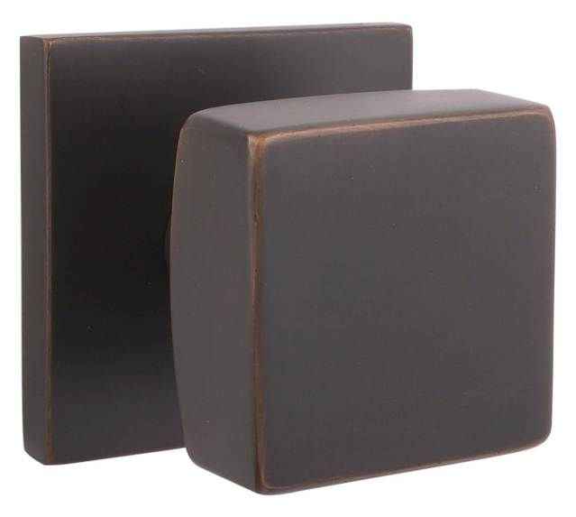 Emtek Knob 2-3/8" Backset Passage with Square Rose for 1-1/4" to 2" Door - Reversible in Oil Rubbed Bronze
