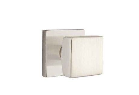 Emtek Knob 2-3/8" Backset Passage with Square Rose for 1-1/4" to 2" Door - Reversible in Satin Nickel