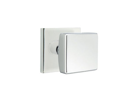 Emtek Knob 2-3/8" Backset Passage with Square Rose for 1-1/4" to 2" Door - Reversible in Polished Chrome