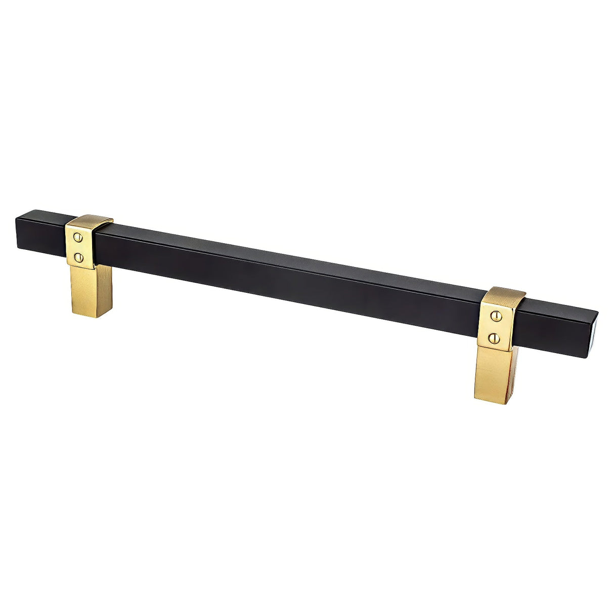 Berenson 5111-455MDB-P matte black and modern brushed gold square cabinet pull