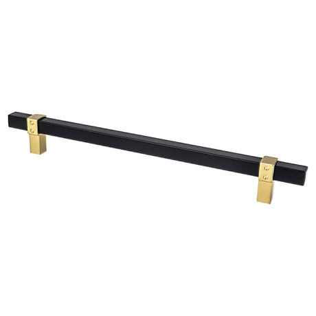 Berenson 5112-455MDB-P matte black and modern brushed gold square cabinet pull