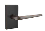 Emtek Lever Left Hand 2-3/8" Backset Passage with Modern Rectangular Rose for 1-1/4" to 2" Door in Oil Rubbed Bronze