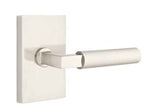 Emtek Lever Right Hand 2-3/8" Backset Passage with Modern Rectangular Rose for 1-1/4" to 2" Door in Satin Nickel