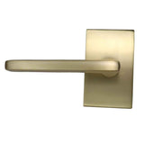 Emtek Lever Left Hand 2-3/8" Backset with Radius Latch Strike Passage with Modern Rectangular Rose for 1-1/4" to 2" Door in Satin Brass