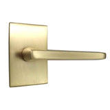 Emtek Lever Right Hand 2-3/8" Backset with Radius Latch Strike Passage with Modern Rectangular Rose for 1-1/4" to 2" Door in Satin Brass
