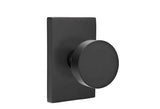 Emtek Knob 2-3/8" Backset with Radius Latch Strike Passage with Modern Rectangular Rose for 1-1/4" to 2" Door - Reversible Flat Black