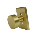 Emtek Knob 2-3/8" Backset with Radius Latch Strike Passage with Modern Rectangular Rose for 1-1/4" to 2" Door - Reversible Satin Brass